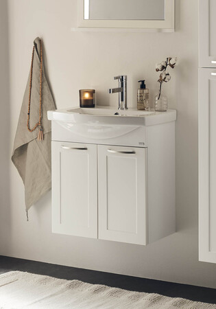 Tvättställsskåp Med Tvättställ Noro Fix 550 Vit Matt Ramlucka