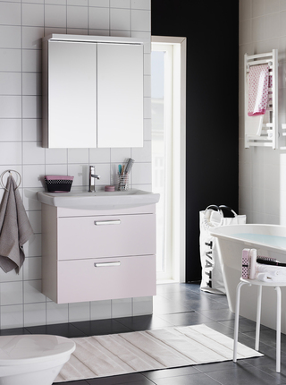 Badrumsskåp Hafa Life M Spegelskåp O Lådfront 500 Mm Ljusrosa Matt