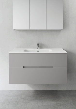 Badrumsskåp Hafa Sun Grå Med Rektangulärt Tvättställ1000