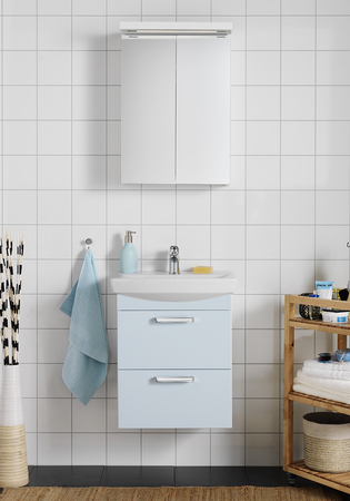 Badrumsskåp Hafa Life M Spegelskåp O Lådfront 500 Mm Ljusblå Matt