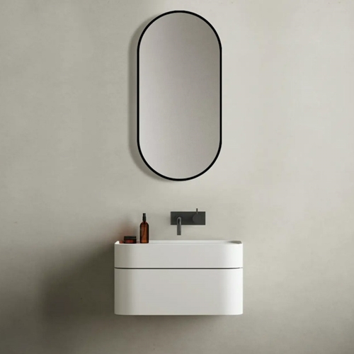 SPEGEL BATHLIFE NÖJA 400 OVAL SVART RAM