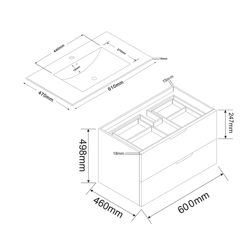 BADRUMSSKÅP BATHLIFE GLÄDJE 600 VIT