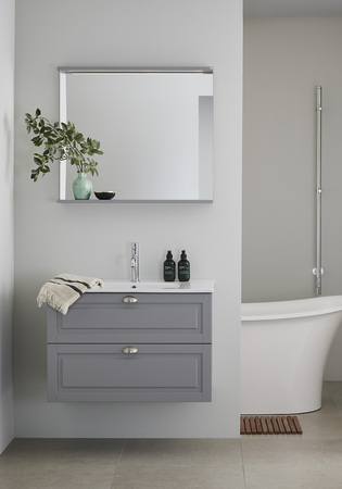 Badrumsskåp Hafa Grace Grå Med Rektangulärt Tvättställ 1000