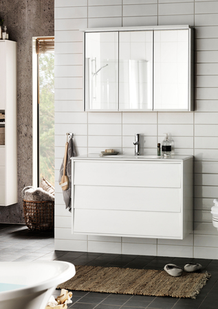 Badrumsskåp Hafa Original 1200 Med Tvättställ Vit Fanér