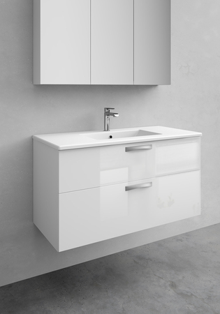 Badrumsskåp Noro City Vit Blank 1000 Med Tvättställ