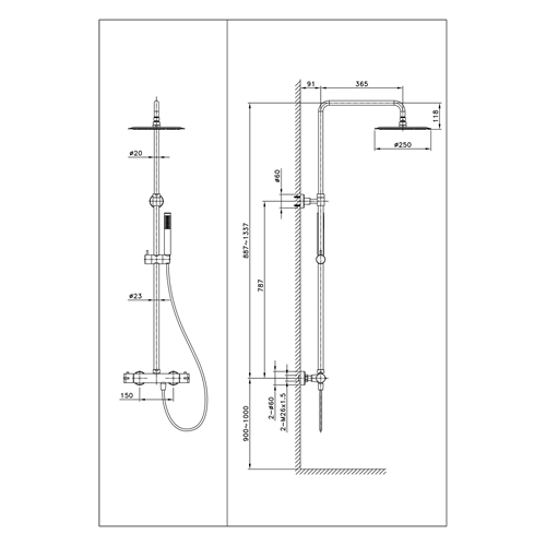 TAKDUSCHSET BATHLIFE RINNA KROM