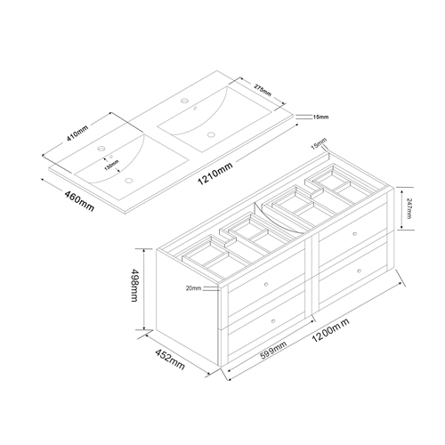 BADRUMSSKÅP BATHLIFE SALIG 1200 MM SVART