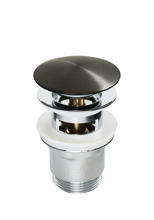 Bottenventil Hafa Pop-Up Svartkrom Borstad Stort Lock Med Bräddavlopp