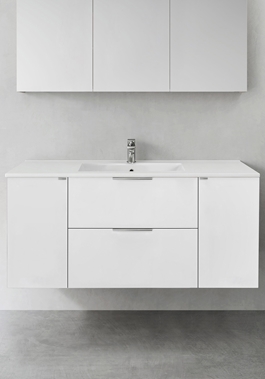 BADRUMSSKÅP HAFA SHAPE CENTRERAT TVÄTTSTÄLL 1200 MM VIT