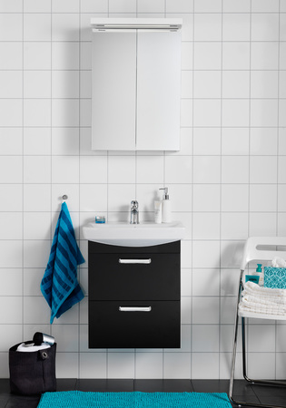 Badrumsskåp Hafa Life 500 Kompl M Spegelskåp Och Lådfront Svart Matt
