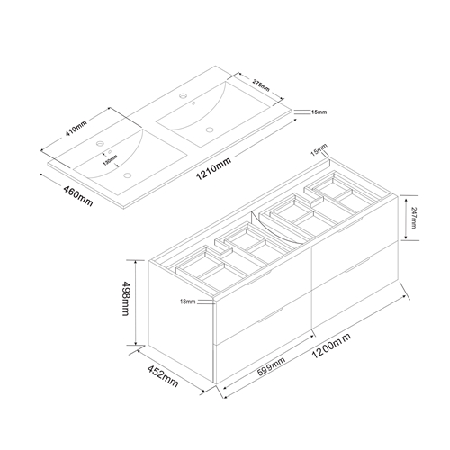 MÖBELPAKET  BATHLIFE GLÄDJE 1200 MED SPEGEL SVART