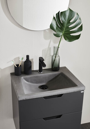 Badrumsskåp Noro Studio Antracit Med Tvättställ Attract Betong 600