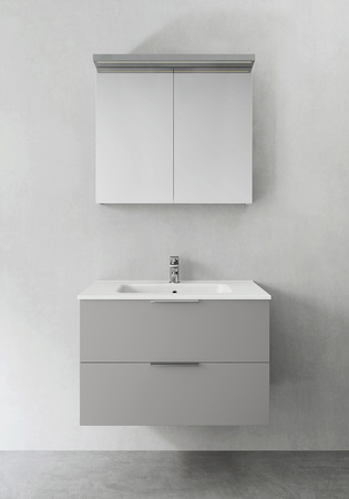 Badrumsskåp Hafa Shape 800 Med On Verge Tvättställ & Store Spegelskåp Grå