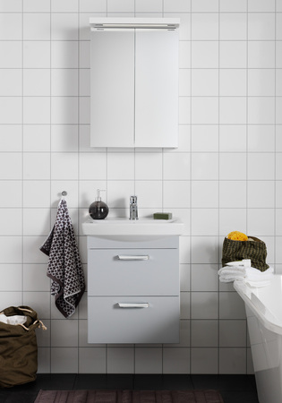 Badrumsskåp Hafa Life 500 Kompl M Spegelskåp Och Lådfront Ljusgrå Matt