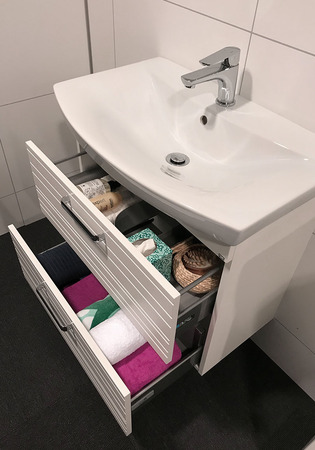 Badrumsskåp Hafa Life 500 M Tvättställskåp Och Lådfront Ljusgrå Matt